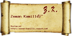 Zeman Kamilló névjegykártya